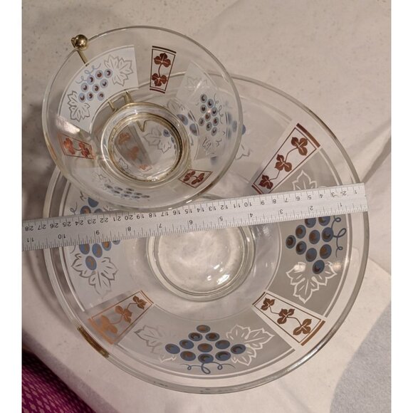 Anchor Hocking Vintage Chip & Dip Bowl Set Grapevine Design salsa 1970s - Picture 11 of 16